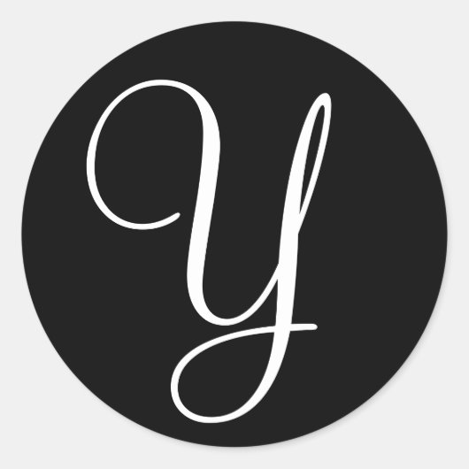 Monogram Letter Weddenschap Envelope Seal Black Wh Ronde Sticker (Voorkant)