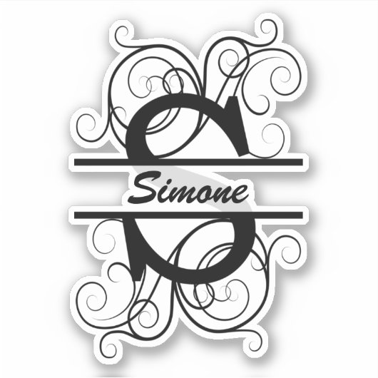 Monogram letter with swirls ; space for your name sticker (Voorkant)