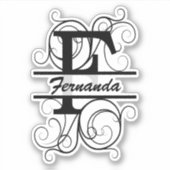 Monogram letter with swirls ; space for your name sticker (Voorkant)