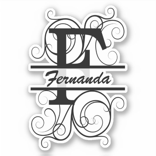 Monogram letter with swirls ; space for your name sticker (Voorkant)