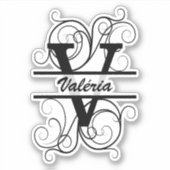 Monogram letter with swirls ; space for your name sticker (Voorkant)