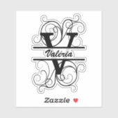 Monogram letter with swirls ; space for your name sticker (Vel)