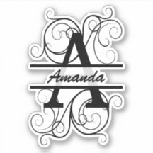 Monogram letter with swirls ; space for your name