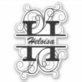 Monogram letter with swirls ; space for your name sticker (Voorkant)