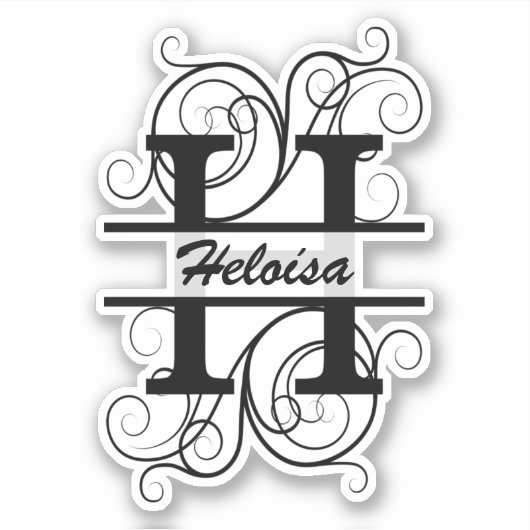 Monogram letter with swirls ; space for your name sticker (Voorkant)