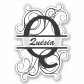 Monogram letter with swirls ; space for your name sticker (Voorkant)