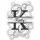 Monogram letter with swirls ; space for your name sticker (Voorkant)