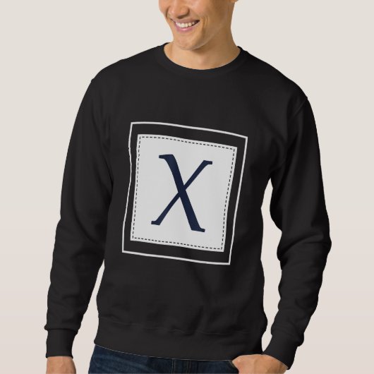 Monogram Letter X Alphabet X Initial Navy Blue Trui (Voorkant)