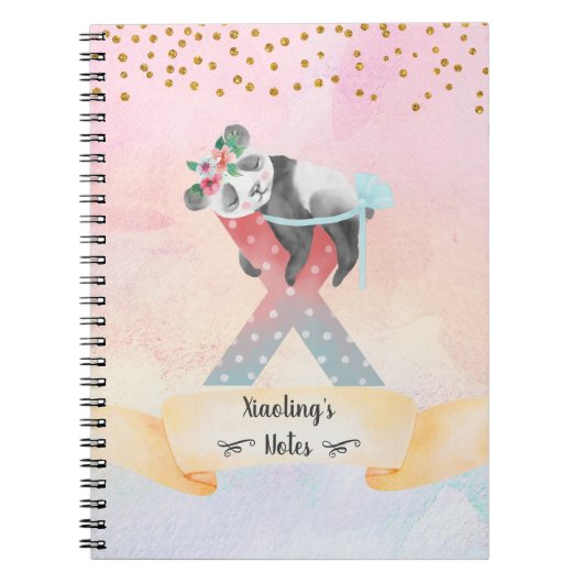 Monogram Letter X Baby Panda Girl Daily Diary Notitieboek (Voorkant)