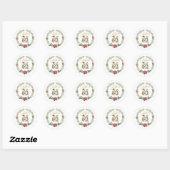 Monogram letter X, Kerstkrans w / Sinterklaas Ronde Sticker (Vel)