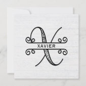 Monogram Letter X met familienaam Notitiekaartje