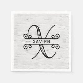 Monogram Letter X met familienaam Servet