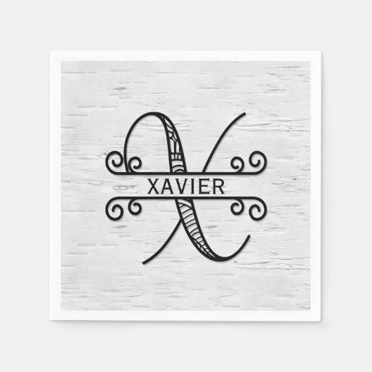 Monogram Letter X met familienaam Servet (Voorkant)