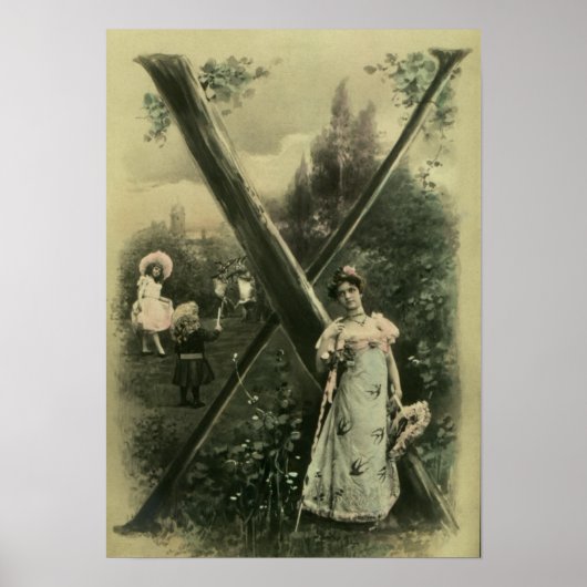 Monogram Letter X poster afdrukken (Voorkant)