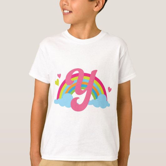 Monogram Letter Y Alphabet Rainbow T-shirt (Voorkant)