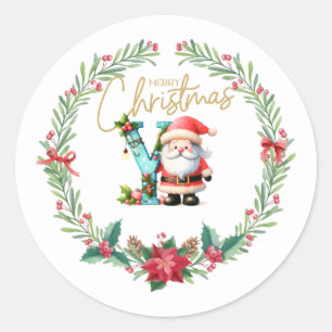 Monogram letter Y, Kerstkrans w / Sinterklaas Ronde Sticker
