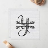 Monogram Letter Y met familienaam Notitiekaartje (Voorkant / Achterkant in situ)