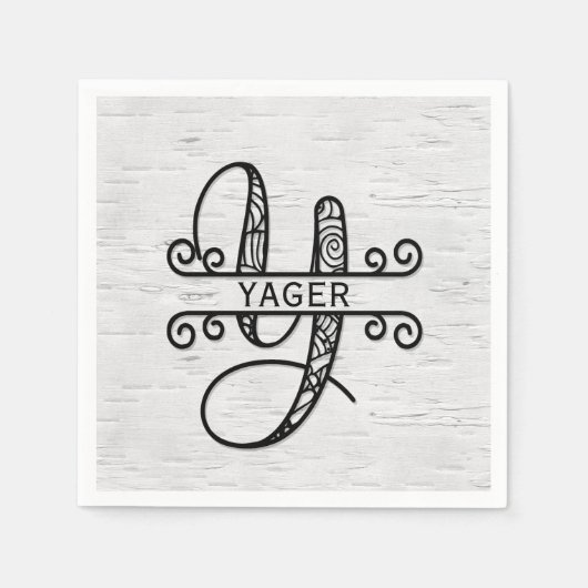 Monogram Letter Y met familienaam Servet (Voorkant)