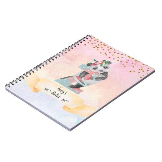Monogram Letter Z Baby Panda Girl Dagelijks Dagbla Notitieboek (Linkerzijde)