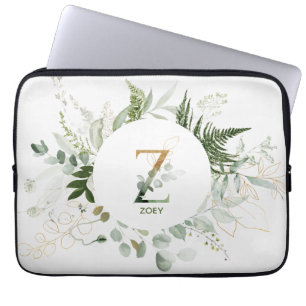 Monogram Letter Z Foliage Wreater-laptophoes Laptop Sleeve