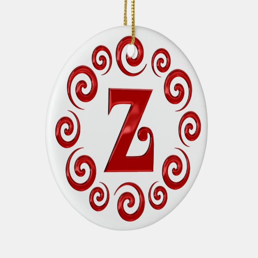 Monogram Letter Z Red Keramisch Ornament (Rechts)