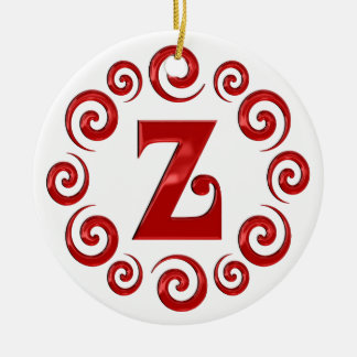 Monogram Letter Z Red Keramisch Ornament