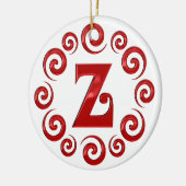 Monogram Letter Z Red Keramisch Ornament (Links)