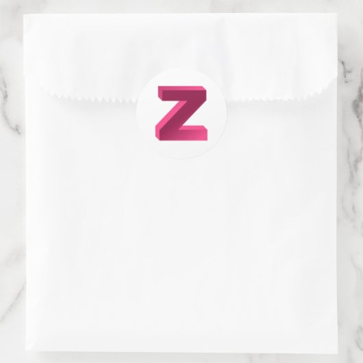 Monogram Letter Z Ronde Sticker (Tas)