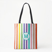 Monogram Letter Zomer Strand Pret Regenboog Streep