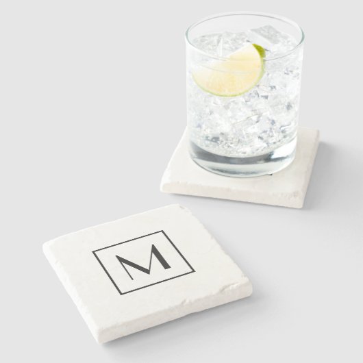 Monogram Letter zwart, wit tot minimaal Stenen Onderzetter (Zijkant)