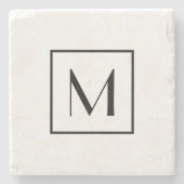 Monogram Letter zwart, wit tot minimaal Stenen Onderzetter (Voorkant)