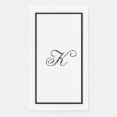 Monogram Letter Zwart Wit Trouw Bruidsdouche Servet (Voorkant)