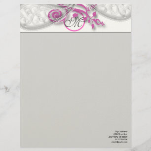 Monogram Letterhead Gray en Raspberry Briefhoofd