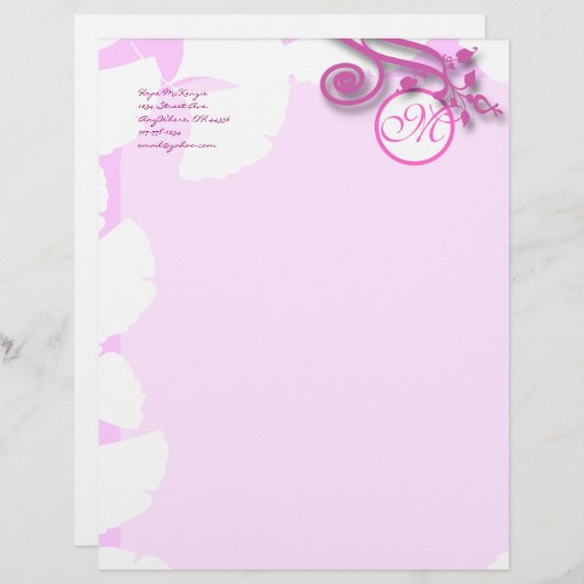 Monogram Letterhead Lavendel en Raspberry Custom Briefhoofd (Voorkant / Achterkant)