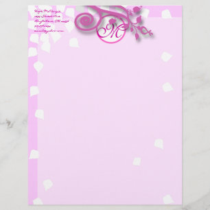 Monogram Letterhead Lavendel, Roze en Raspberry Persoonlijk Briefhoofd