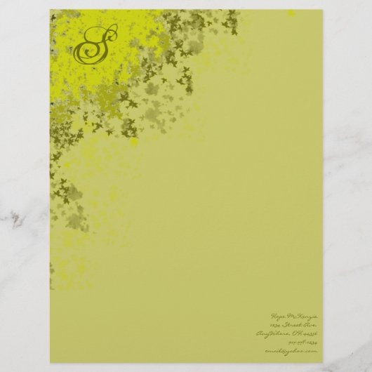 Monogram Letterhead Limoen Leaves Custom Briefhoofd (Voorkant)