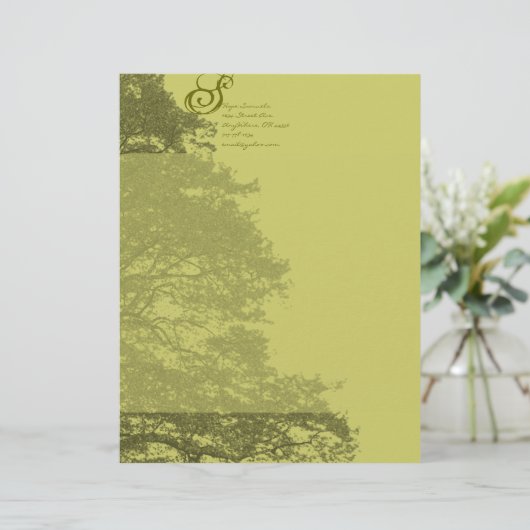 Monogram Letterhead Limoen Tree Gepersonaliseerd Briefhoofd (Staand voorkant)