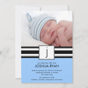 Monogram LetterJ Baby FOTO Geboorteaankondiging Aankondiging