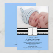Monogram LetterJ Baby PHOTO geboorteaankondiging Aankondiging (Voorkant / Achterkant)