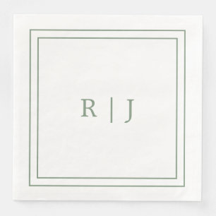 Monogram Letters Initiaal Sage Green Eenvoudige br Servet