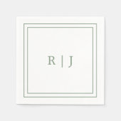 Monogram Letters Initiaal Sage Green Eenvoudige br Servet (Voorkant)