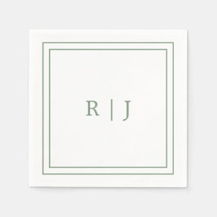 Monogram Letters Initiaal Sage Green Eenvoudige br Servet