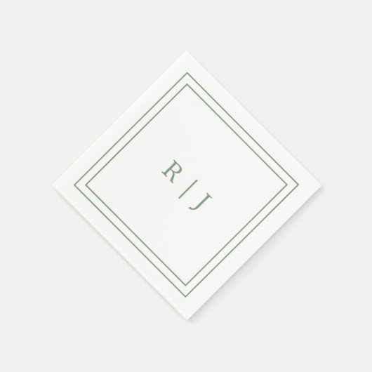 Monogram Letters Initiaal Sage Green Eenvoudige br Servet (Hoek)