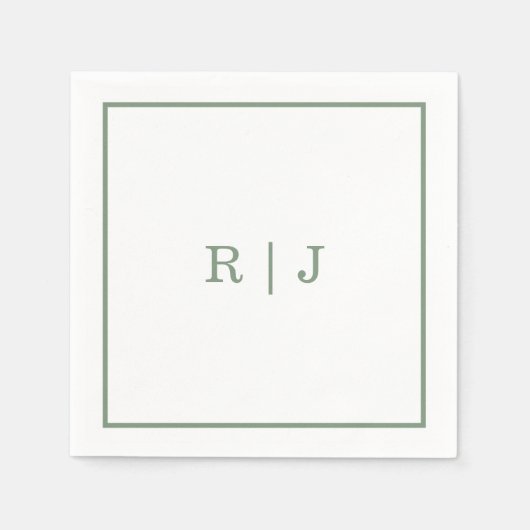 Monogram Letters Sage Green Elegant Wedding Servet (Voorkant)