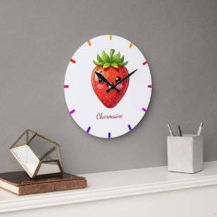 Monogram leuk aardbei kawaii grote klok
