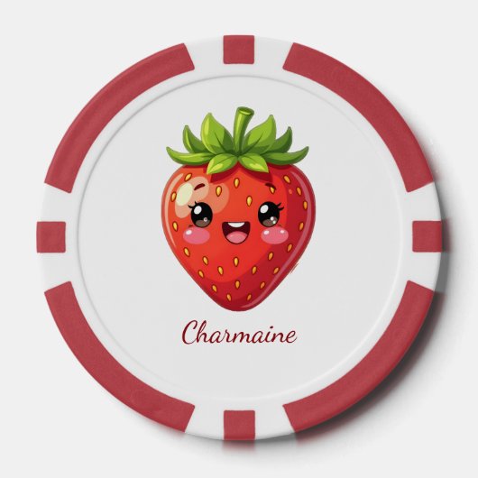 Monogram leuk aardbei kawaii poker chips (Voorkant)