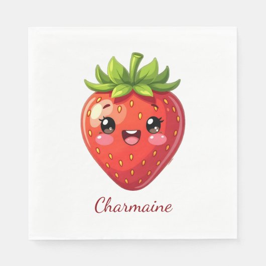 Monogram leuk aardbei kawaii servet (Voorkant)