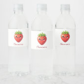 Monogram leuk aardbei kawaii waterfles etiket (Flessen)