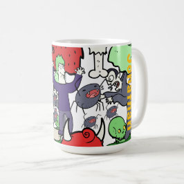 Monogram leuk cartoon tekening kleurrijke verjaard koffiemok