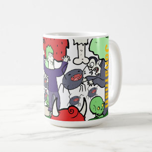 Monogram leuk cartoon tekening kleurrijke verjaard koffiemok